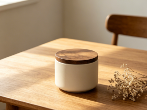 2-Piece Ceramic Spice Jar Set with Acacia Wood Lid
