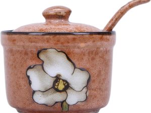 Vintage Hand-Painted Floral Round Sugar Jar