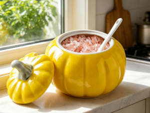 Countertop Ceramic Salt Bowl with Spoon